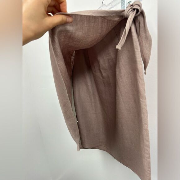 Vintage 90's Mauve 100% Linen Wrap Skirt Short Size S - Picture 7 of 10